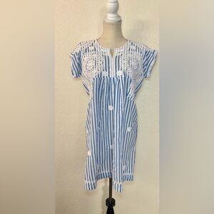 Elegant Blue and White Embroidered Women's Tunic
